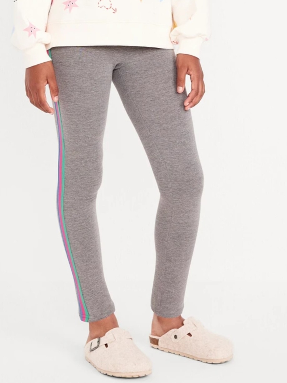 2 Pairs, Old Navy Girls' Gray Side-Stripe Leggings, Brand new